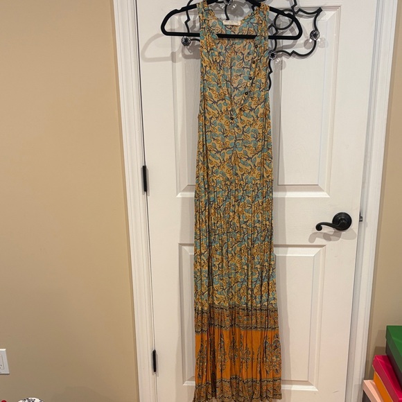 Spell& The Gypsy Floral Maxi Dress with Orange and Blue Pattern - Picture 2 of 6